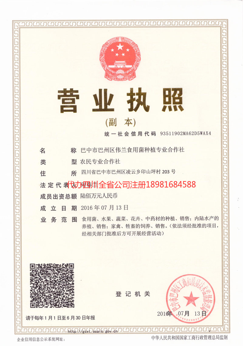 瑞丽瑞丽伟兰食用菌种植专业合作社